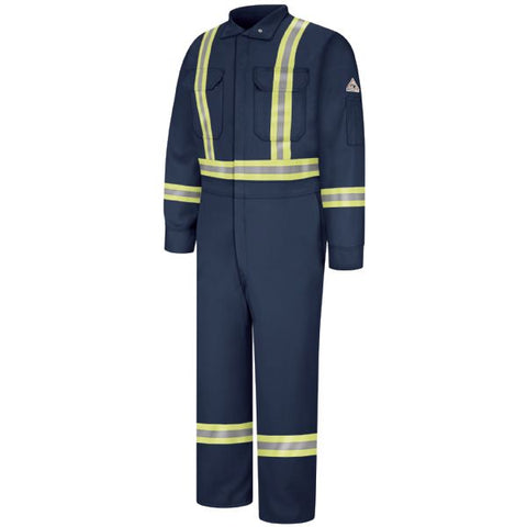 BULWARK Navy PREMIUM COVERALL WITH CSA COMPLIANT REFLECTIVE TRIM - EXCEL FR (CLBC) - True Safety Gear