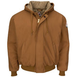 BULWARK BROWN DUCK HOODED JACKET WITH KNIT TRIM (JLH6BD)
