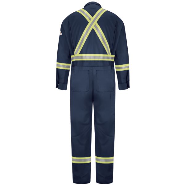 BULWARK Navy PREMIUM COVERALL WITH CSA COMPLIANT REFLECTIVE TRIM - EXCEL FR (CLBC) - True Safety Gear