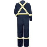 BULWARK Navy PREMIUM COVERALL WITH CSA COMPLIANT REFLECTIVE TRIM, 7OZ - EXCEL FR (CTBA) - True Safety Gear