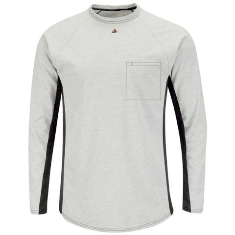 BULWARK LONG SLEEVE FR TWO-TONE BASE LAYER WITH CONCEALED CHEST POCKET - EXCEL FR (MPS8) - True Safety Gear